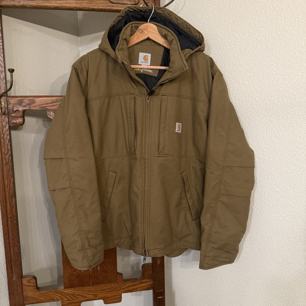 CARHARTT Jacket Mens L Brown Hooded Thinsulate Full Swing EUC